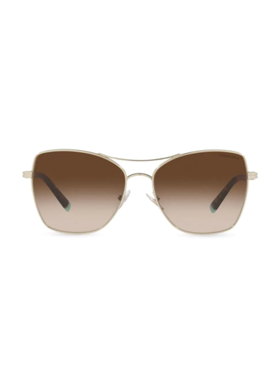 Tiffany & Co Diamond Point Sunglasses In Pale Gold-colored Metal With Gradient Brown Lenses In Gold/brown Gradient