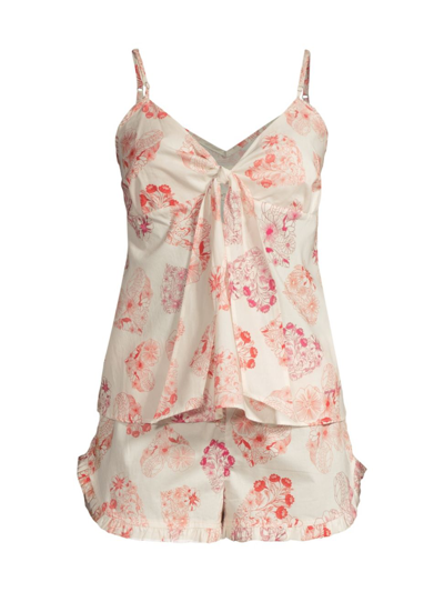 The Lazy Poet Rosie Heart To Heart 2-piece Pyjama Set In Flamingo/hazy Morning