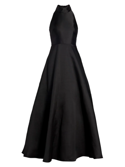 ml Monique Lhuillier Halter Satin Ball Gown In Black