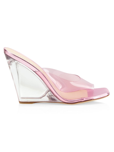 Stuart Weitzman Tia Lucite Wedge Sandals In Cotton Candy Pvc | ModeSens