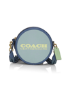 Coach Kia Colorblock Leather Circle Bag In Aqua