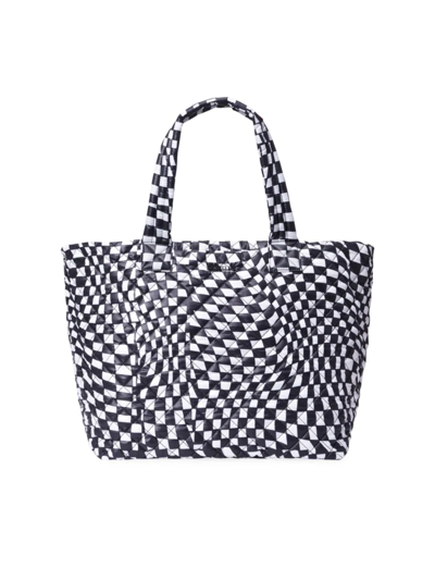 Mz Wallace Large Metro Quilted Nylon Tote Deluxe In Checkerboard