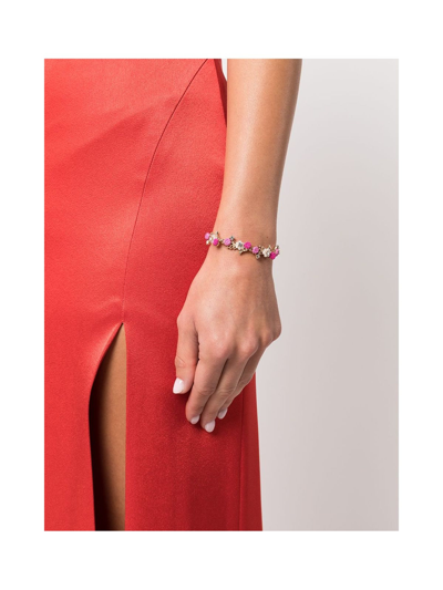 Marchesa Gold-tone Crystal & Imitation Pearl Rose Garden Slider Bracelet In Pink