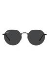 Ray Ban 51mm Polarized Round Sunglasses In Black/ Polarized Black