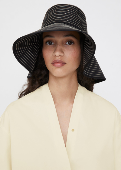 Totême Embroidered Silk Sun Hat Black