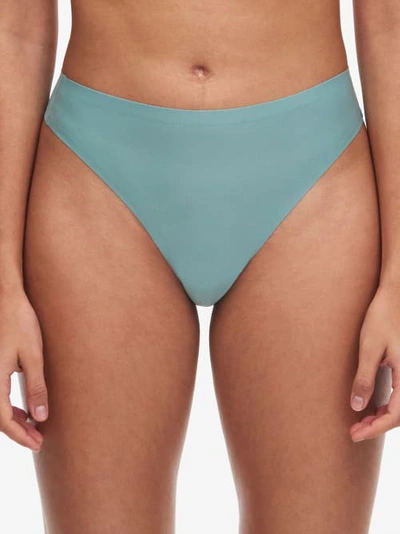 Chantelle Soft Stretch Mid-rise Stretch-woven Thong In 03n Trellis Green