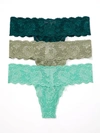 Cosabella Never Say Never Cutie Low Rise Thong 3-pack In Nile Mist