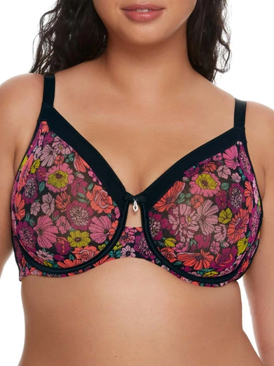 Curvy Couture All You Mesh Bra In Retro Roses