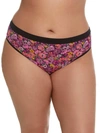 Curvy Couture Sheer Mesh High Cut Briefs In Retro Roses