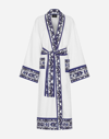 Dolce & Gabbana Majolica-print Contrasting-trim Robe In Multicolor