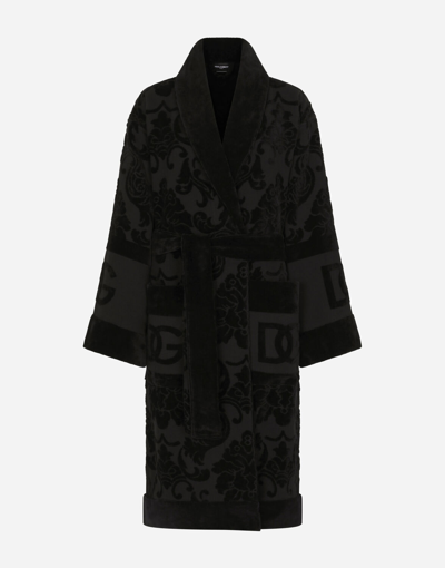 Dolce & Gabbana Bath Robe In Terry Cotton Jacquard In Multicolor