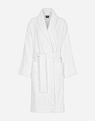 Dolce & Gabbana Bath Robe In Terry Cotton Jacquard In Multicolor