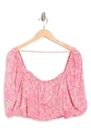 Afrm Waverly Smocked Crop Top In Coral Ditsy