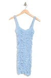 Bebe Square Neck Mini Ruched Dress In Li Blue