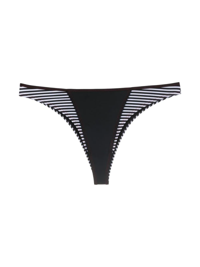 Diesel Striped Logo-patch Bikini Bottoms In Black