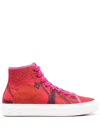 Ferragamo Scarf-print High-top Trainers In Red