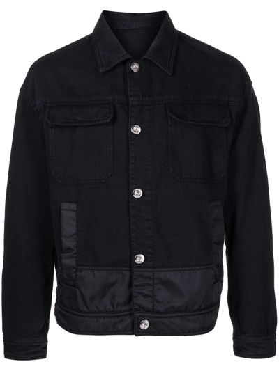 Emporio Armani Logo-print Panelled Denim Jacket In Blue