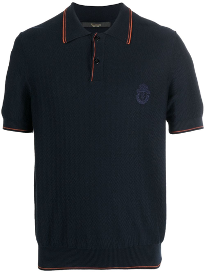 Billionaire Pullover Embroidered-logo Polo-shirt In Blue