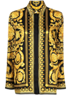 Versace Black And Yellow Shirt With Barocco Print In Black