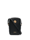 Versace Medusa Plaque Black Messenger Bag In Black