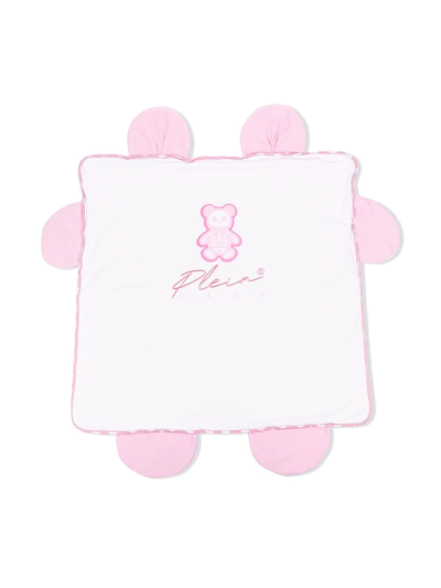 Philipp Plein Junior Babies' Embroidered-logo Detail Blanket In Pink