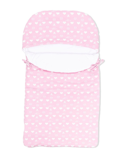 Philipp Plein Babies' All-over Heart-print Sleep Bag In Pink