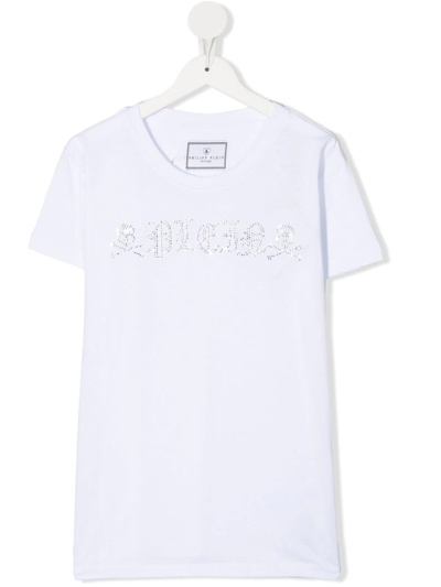 Philipp Plein Junior Kids' Embellished Short-sleeve T-shirt In White