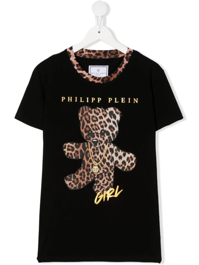 Philipp Plein Junior Kids' Teddy Logo-print T-shirt In Black