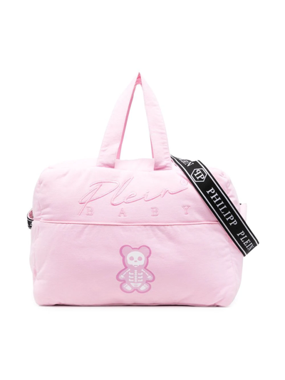 Philipp Plein Junior Embroidered-logo Baby Changing Bag In Pink