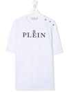 Philipp Plein Junior Shoulder-button Chest-logo T-shirt In White