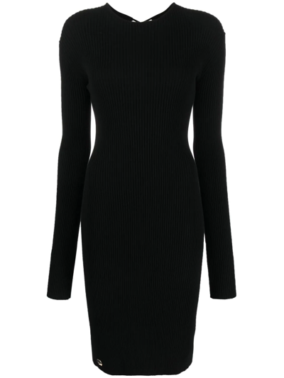 Philipp Plein Lace-up Detailed Midi Dress In Black