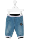 Philipp Plein Junior Hexagon Logo-plaque Trousers In Blue
