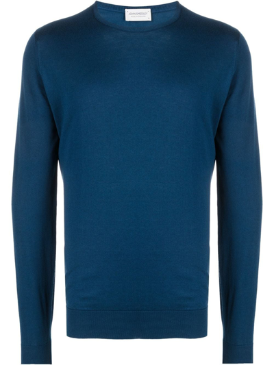 John Smedley Round Neck Knit Jumper In Blue