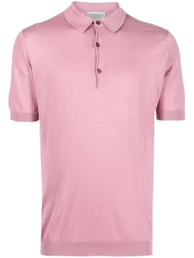 John Smedley 密织短袖polo衫 In Pink