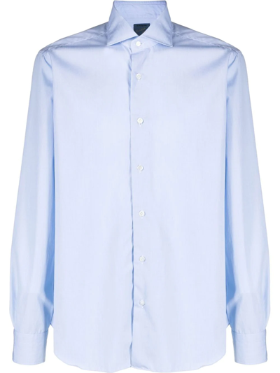 Barba Cotton Classic Shirt In Blu