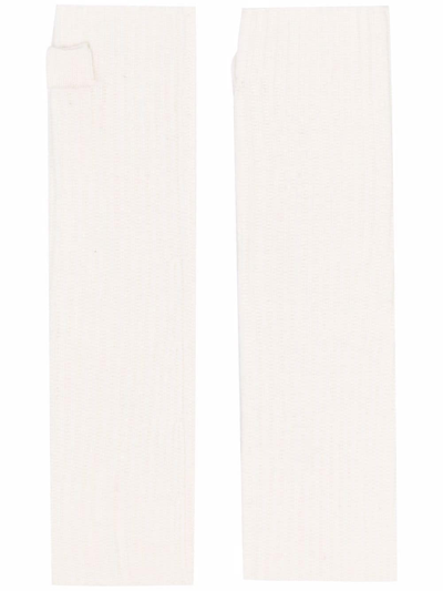 Nina Ricci Ribbed Wool Mittens In White