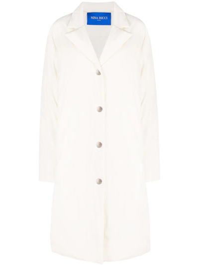 Nina Ricci Taffeta Padded Cocoon Coat In White