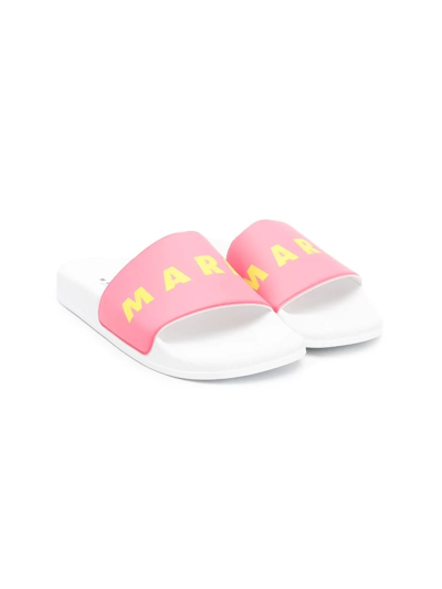 Marni Kids' Logo-print Slides In Pink