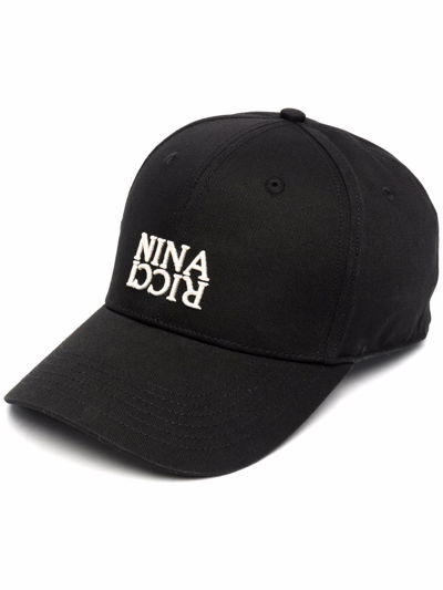 Nina Ricci Logo-embroidered Twill Cotton Cap In Black
