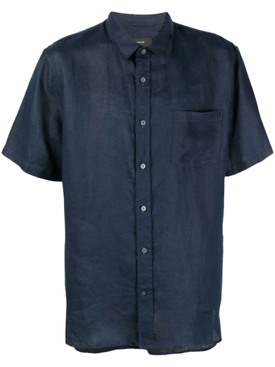 Vince Chest Patch-pocket Detail Shirt In Blue