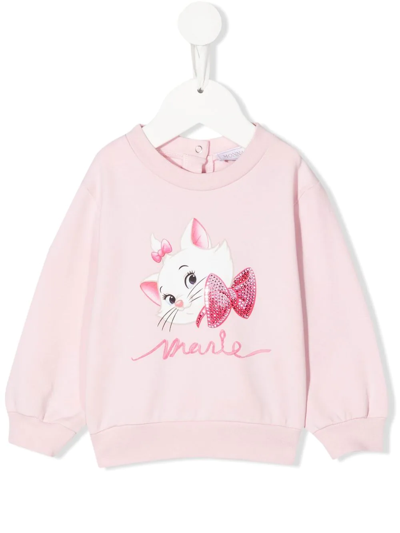 Monnalisa Babies' Marie-motif Cotton Sweatshirt In Pink