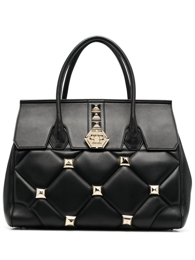 Philipp Plein Logo Stud-embellished Tote Bag In Black