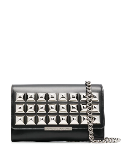 Philipp Plein Stud-embellished Leather Crossbody Bag In Black