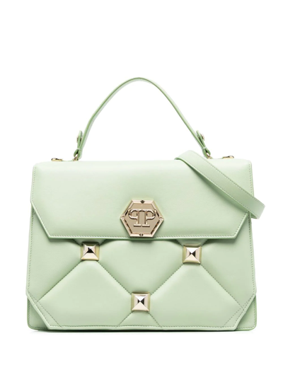 Philipp Plein Logo Stud-embellished Tote Bag In Green