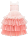 Tulleen Tiered Tulle Maxi Gown In Pink