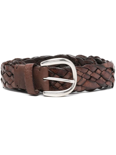 P.a.r.o.s.h. Woven Leather Belt In Brown