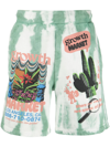 Market Growth  Tie-dye Sweatshorts Man Shorts & Bermuda Shorts Green Size Xl Cotton In Green