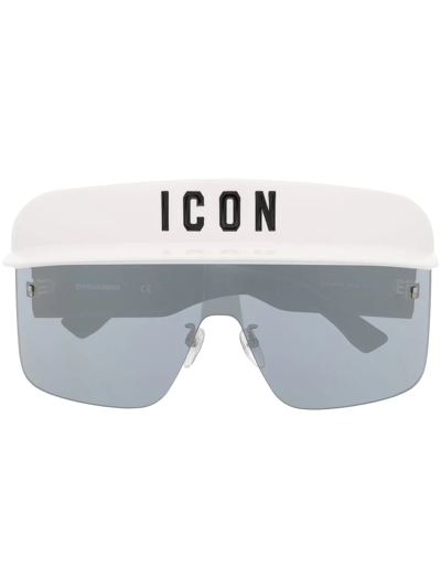 Dsquared2 Logo Print Oversized Sunglasses In White