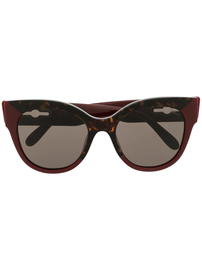 Mulberry Mila Oversized Round Sunglasses In Red