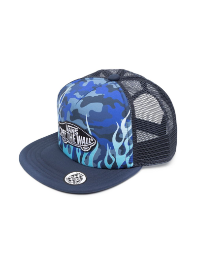 Vans Kids' Camouflage-print Mesh-panelling Cap In Blue